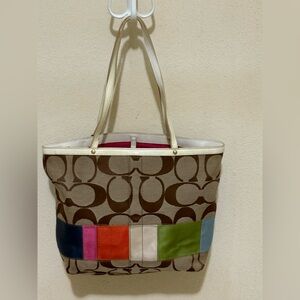 Coach Signature Multicolor Stripe Tote Bag